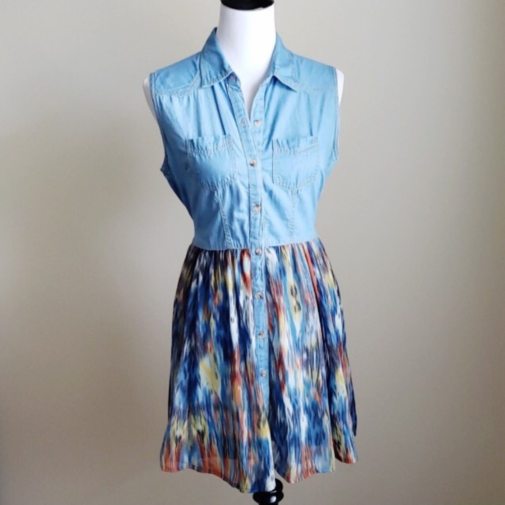 Fun & Flirt Chambray & Ikat Dress/Tunic Top